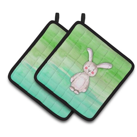 Carolines Treasures Bunny Rabbit Watercolor Pair of Pot Holders BB7437PTHD